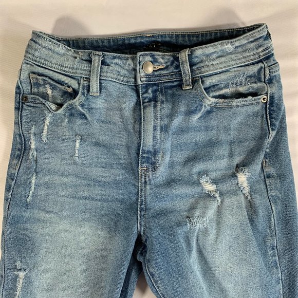 WINDSOR WOMENS SIZE 3 DENIM DISTRESSED BLUE SKINNY JEANS KNEE CASUAL TAPERED - Picture 8 of 15
